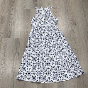 J crew Elegant Blue and White Patterned Dress